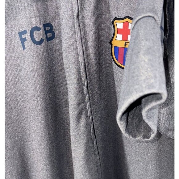 FC Barcelona Grey Warm Up Jacket Full Zip Men's Size XL Extra Large Soccer Mint - Picture 6 of 11